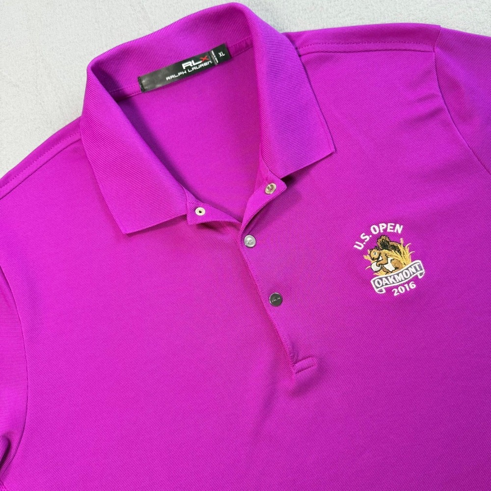 RLX Ralph Lauren Polo Shirt XL Purple 2016 US Open Sporty Activewear Gorpcore